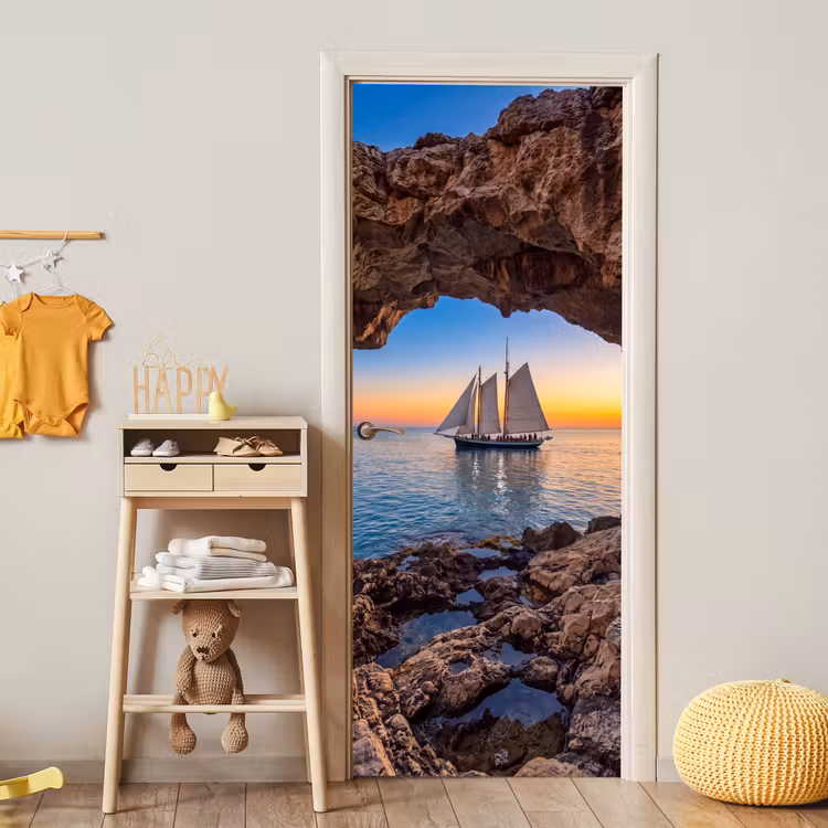 Deursticker - Zeilboot - Zonsondergang - Zee — 6