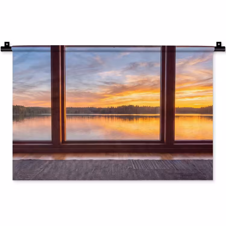 Wandkleed - Raam - Meer - Natuur — 1