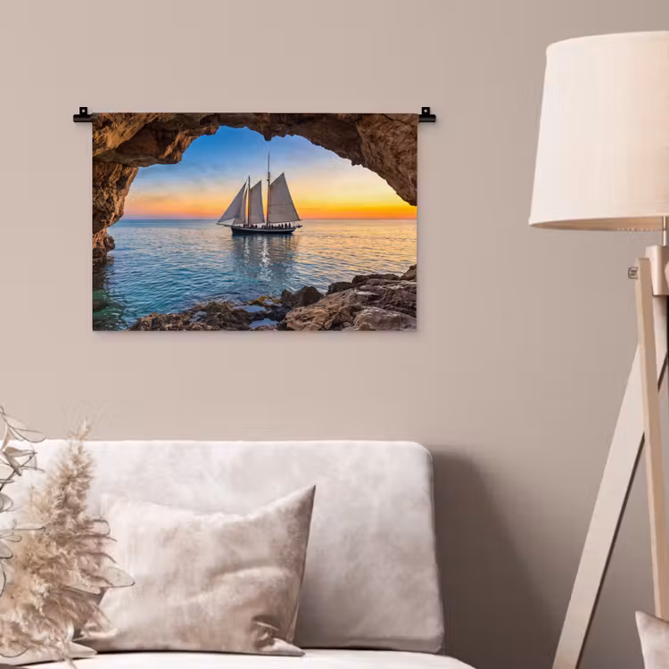 Wandkleed - Zeilboot - Zonsondergang - Zee — 2