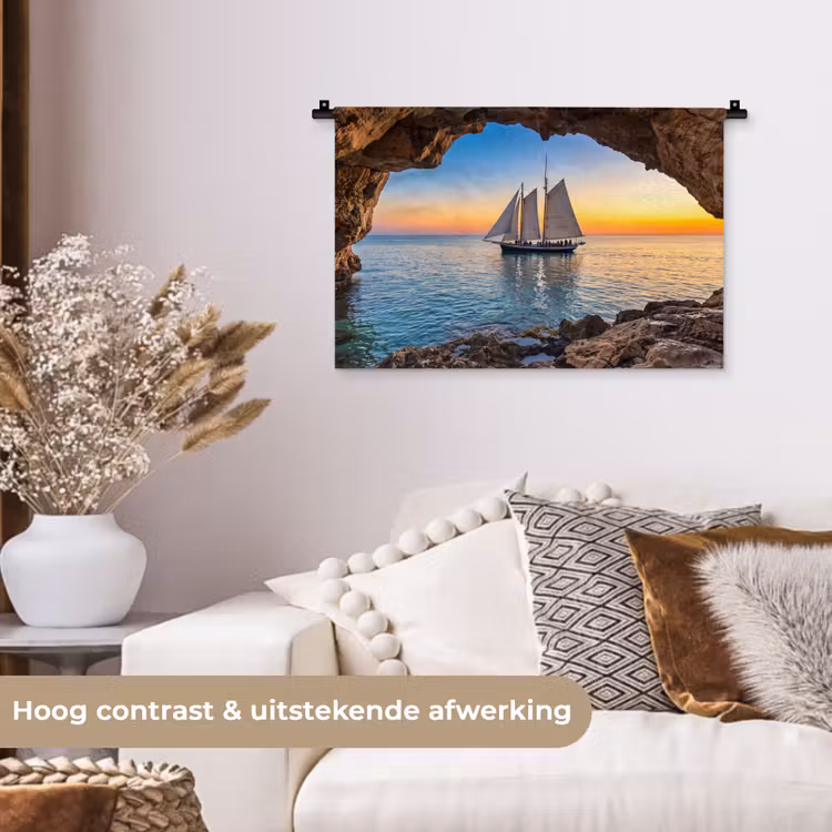 Wandkleed - Zeilboot - Zonsondergang - Zee — 4