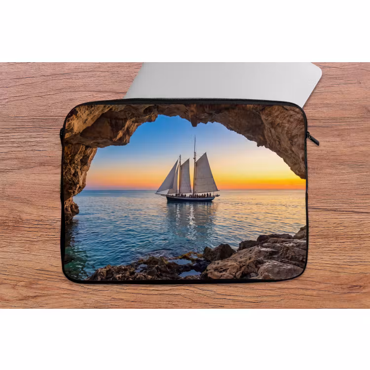 Laptophoes - Zeilboot - Zonsondergang - Zee — 2