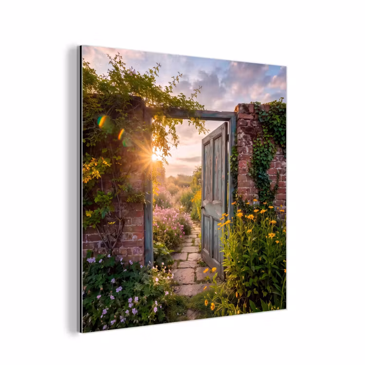 Aluminium schilderij - Deur - Tuin - Natuur — 1