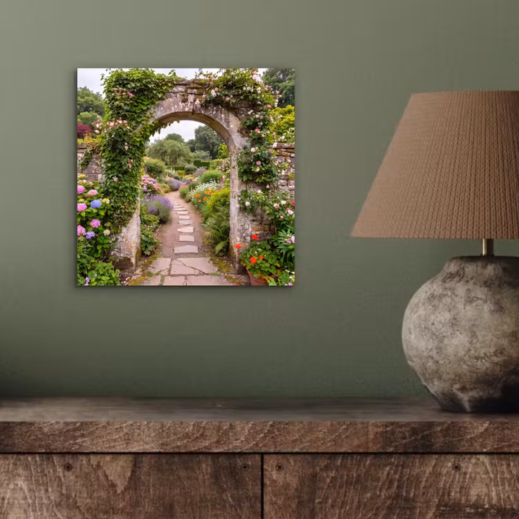 Aluminium schilderij - Tuin - Bloemen - Pad — 3