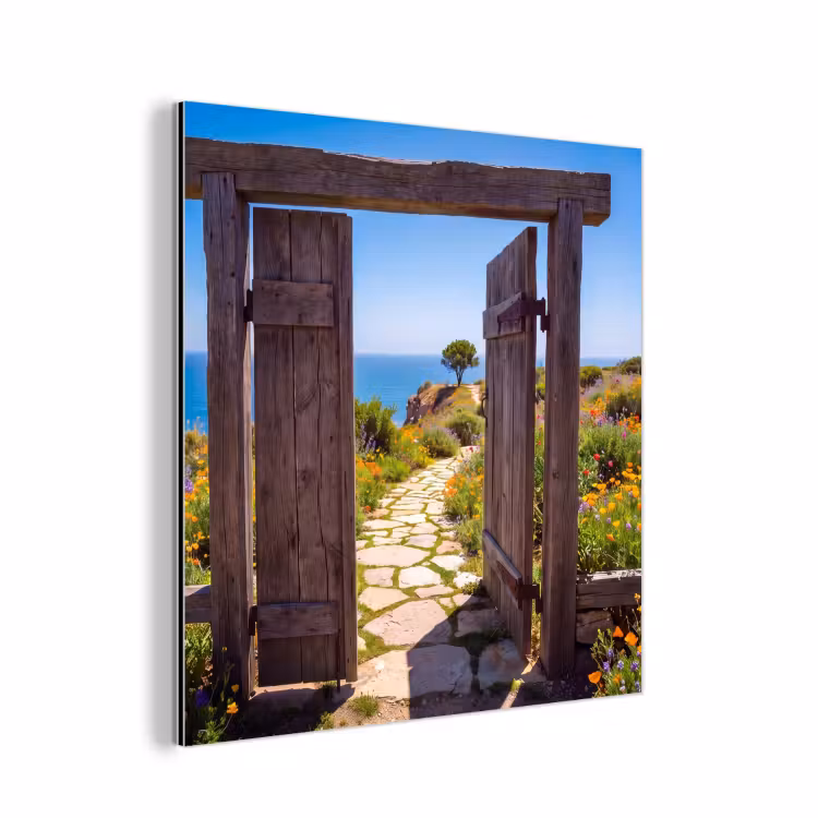 Aluminium schilderij - Poort - Pad - Zee — 1