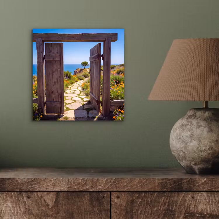Aluminium schilderij - Poort - Pad - Zee — 3