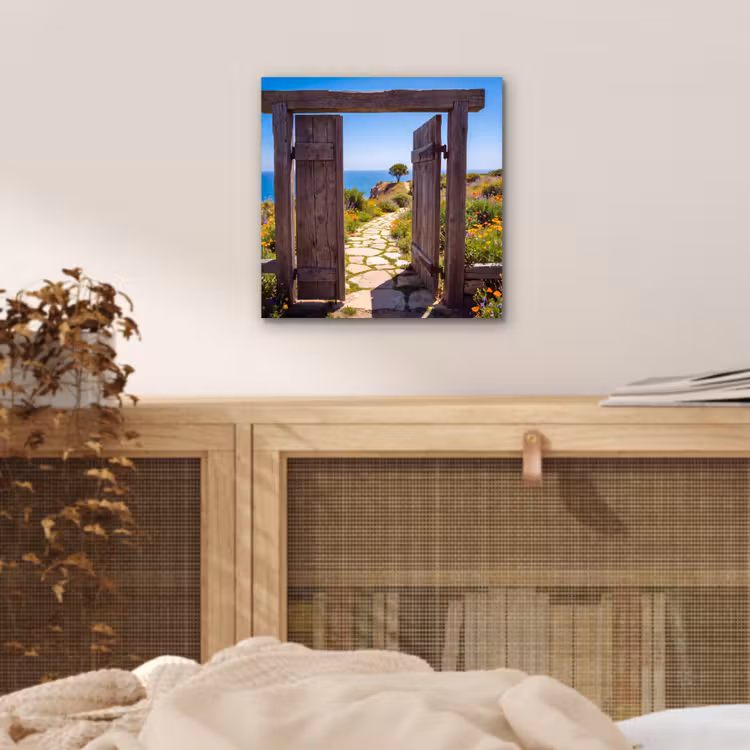 Aluminium schilderij - Poort - Pad - Zee — 4