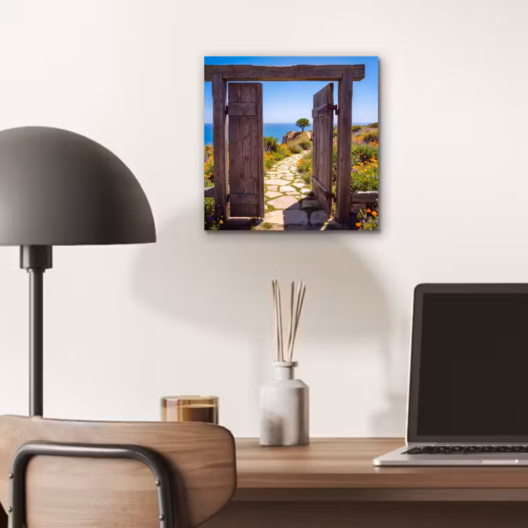 Aluminium schilderij - Poort - Pad - Zee — 6