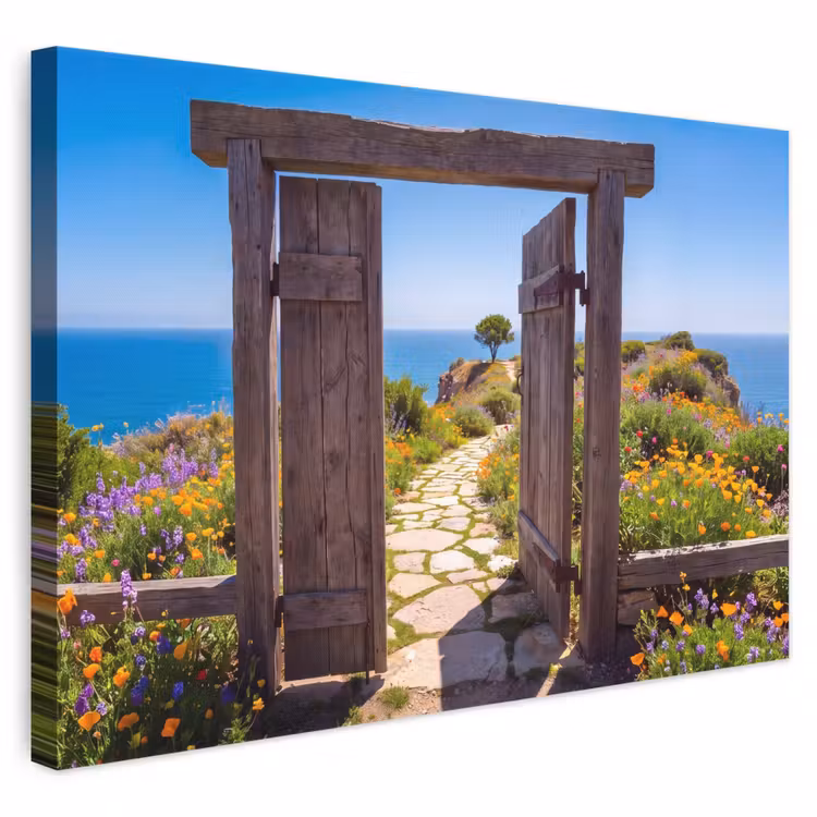 Canvas schilderij - Poort - Pad - Zee — 1