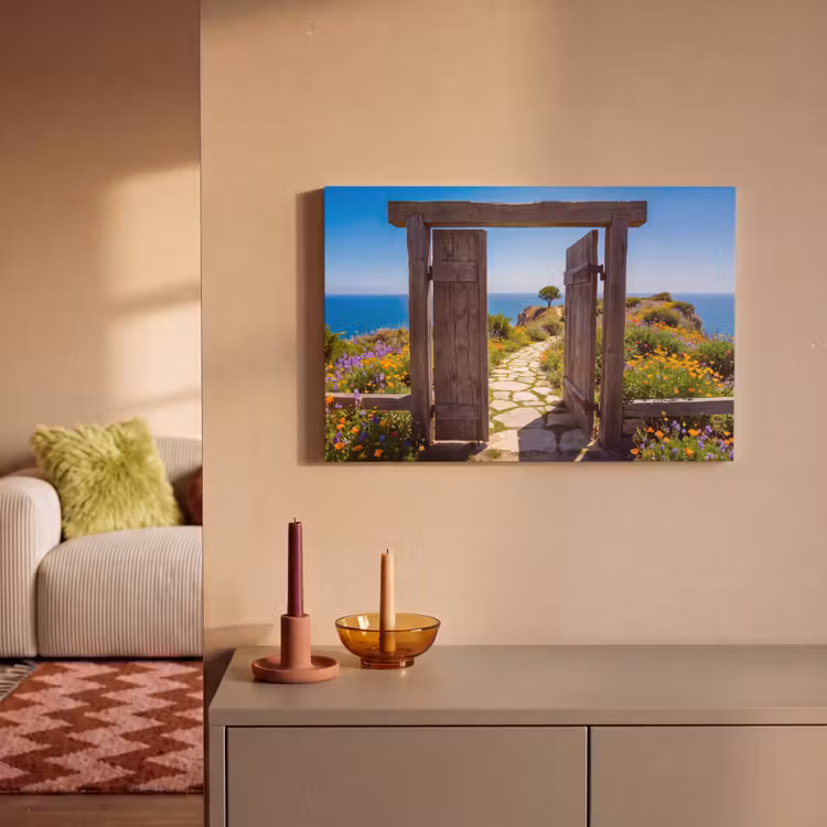 Canvas schilderij - Poort - Pad - Zee — 2