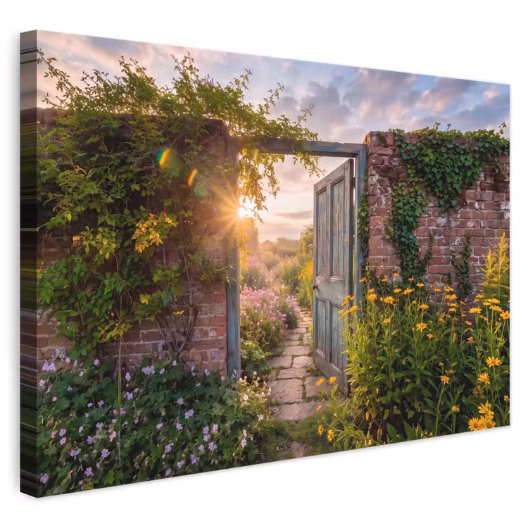 Canvas schilderij - Deur - Tuin - Natuur — 1