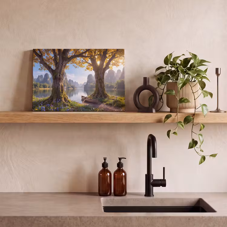 Canvas schilderij - Natuur - Meer - Bergen — 4
