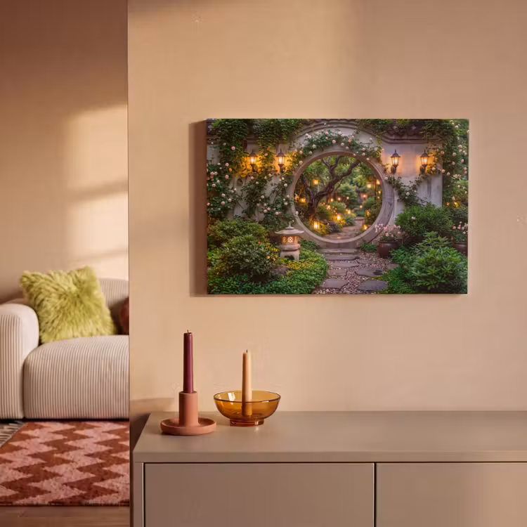 Canvas schilderij - Poort - Tuin - Verlichting — 2
