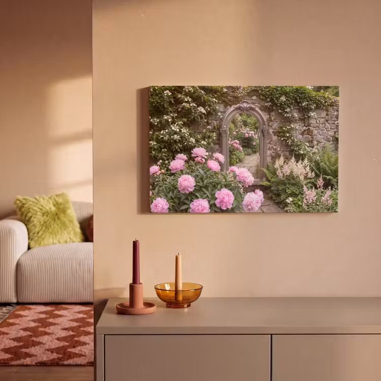 Canvas schilderij - Spiegel - Tuin - Bloemen — 2