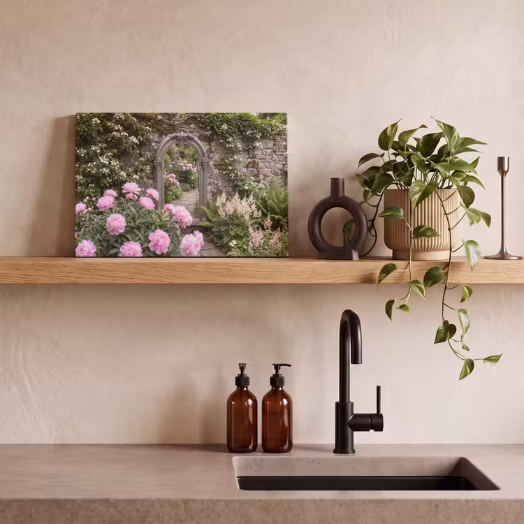 Canvas schilderij - Spiegel - Tuin - Bloemen — 4