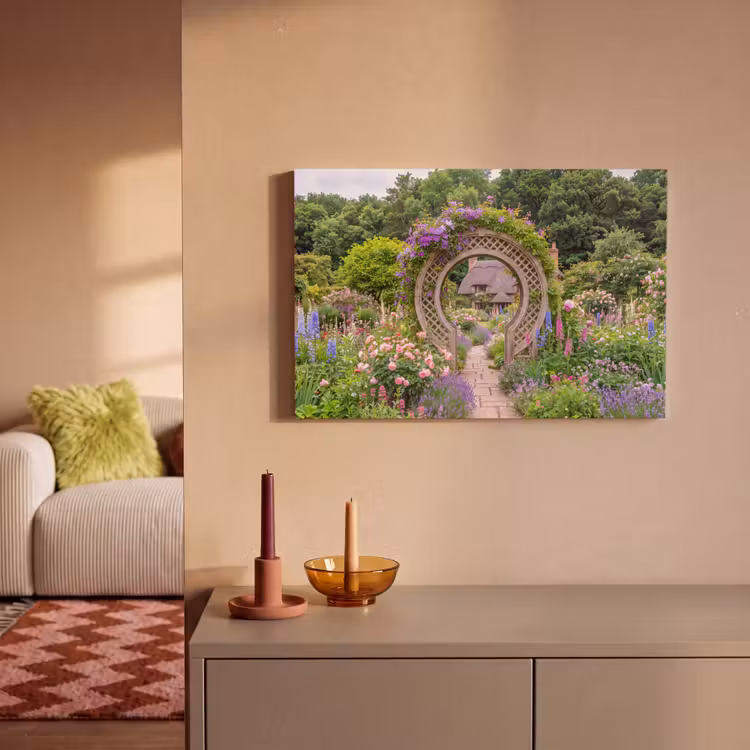 Canvas schilderij - Tuin - Boog - Bloemen — 2