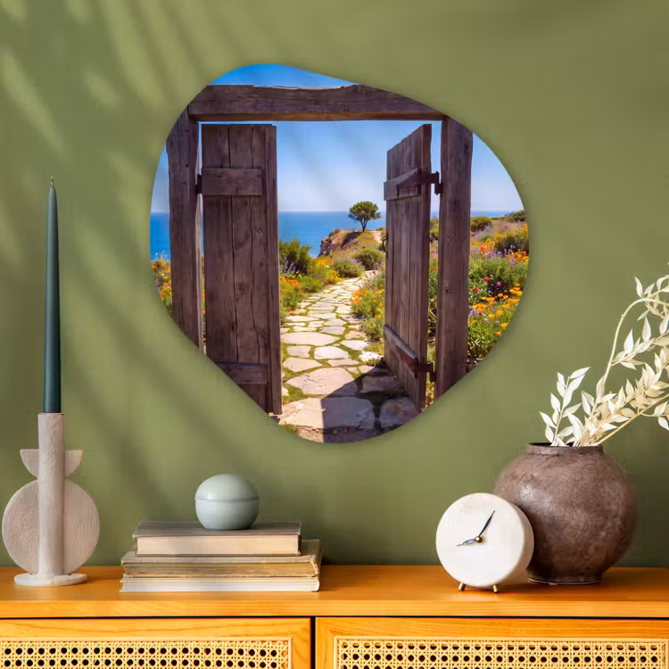 Organisch schilderij - Glas - Poort - Pad - Zee — 2