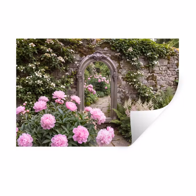 Muursticker - Spiegel - Tuin - Bloemen — 1