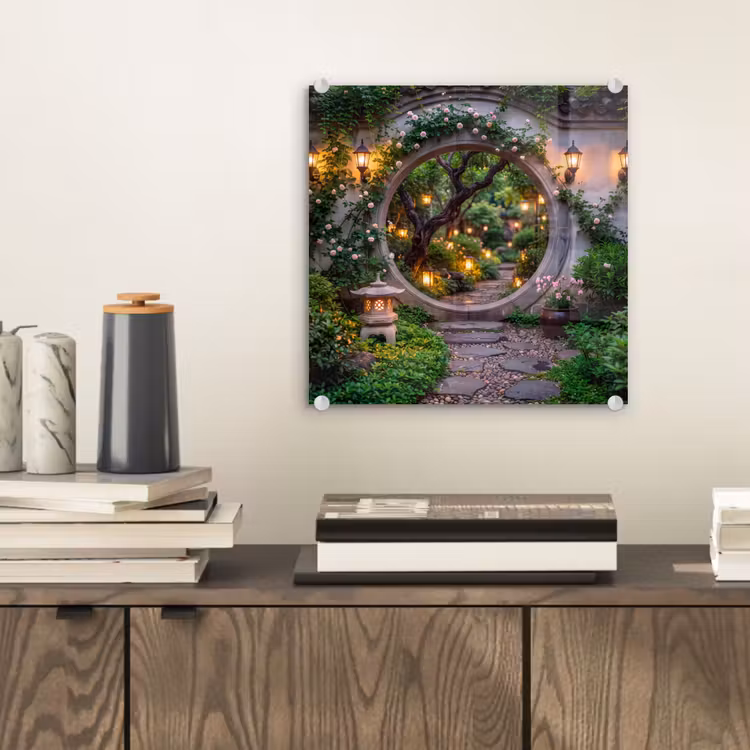 Glas schilderij - Poort - Tuin - Verlichting — 2