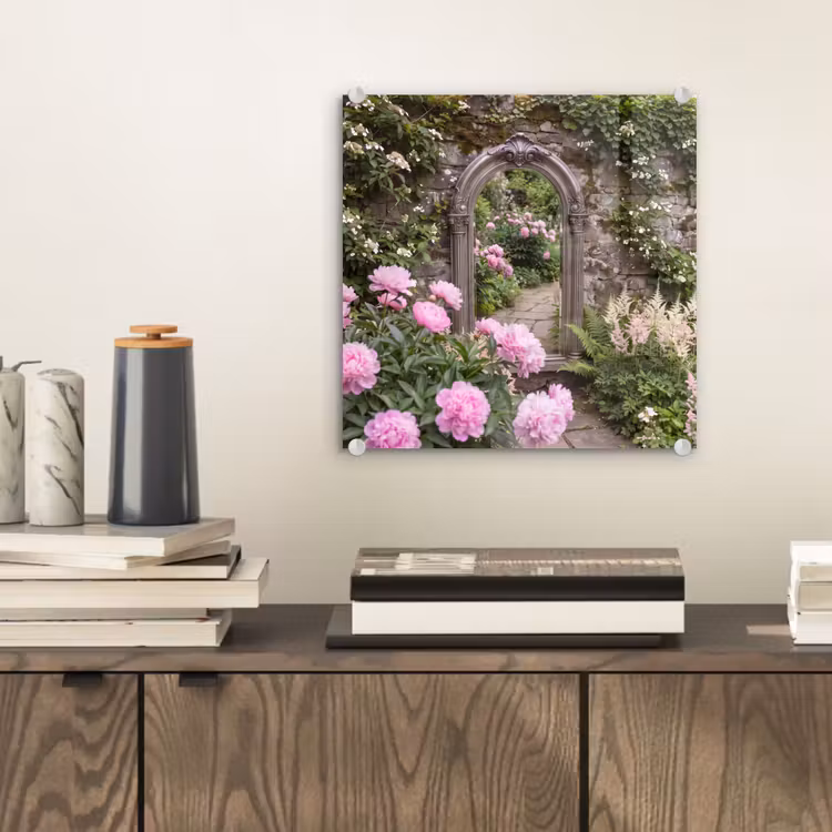 Glas schilderij - Spiegel - Tuin - Bloemen — 2