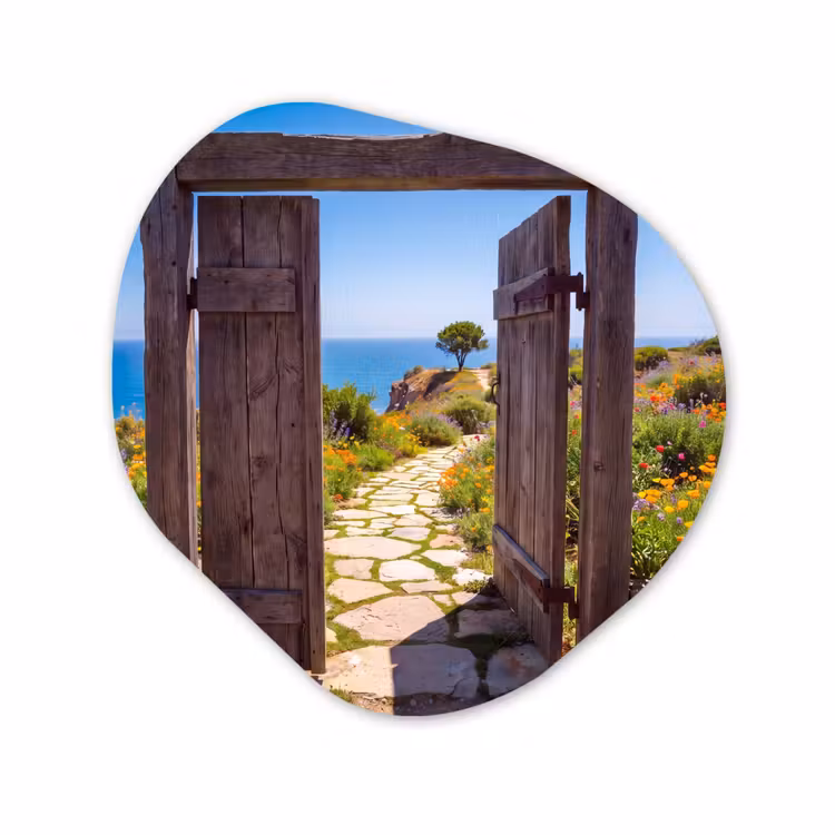Organisch schilderij - Forex - Poort - Pad - Zee — 1