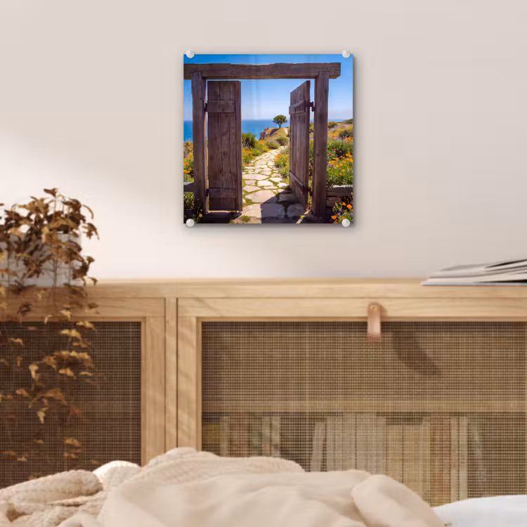 Glas schilderij - Poort - Pad - Zee — 5