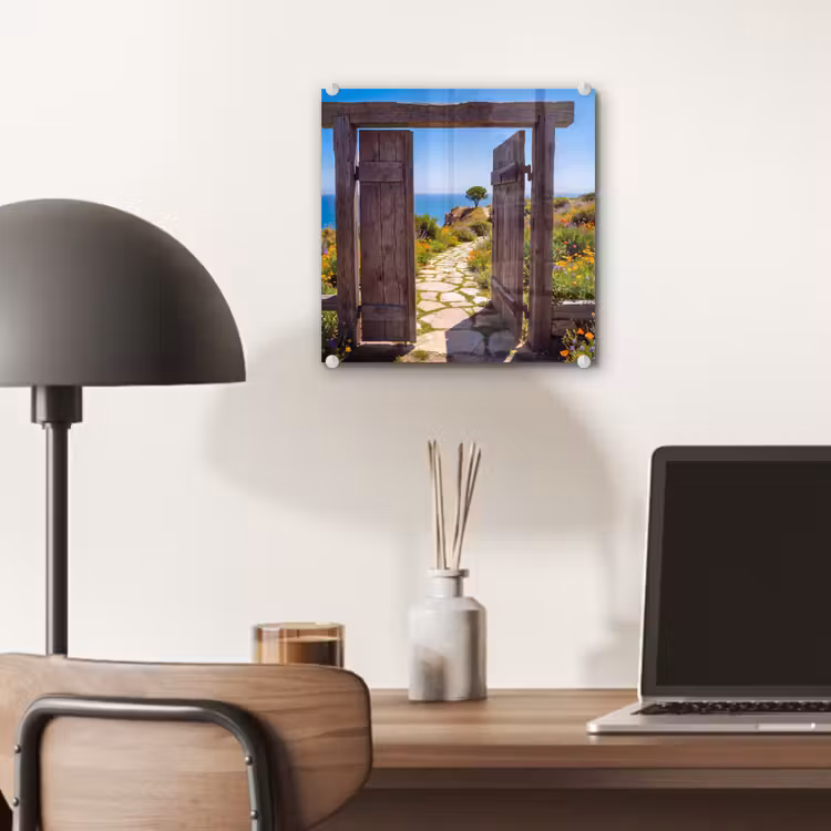 Glas schilderij - Poort - Pad - Zee — 7