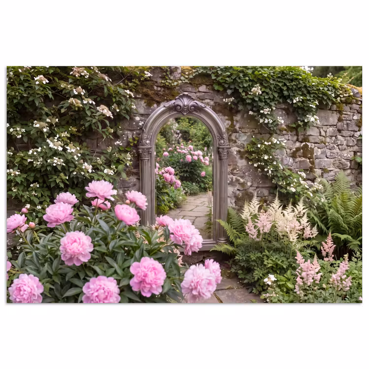 Poster - Spiegel - Tuin - Bloemen — 1
