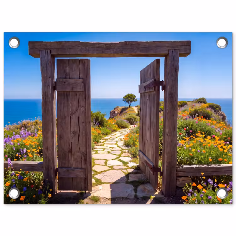 Tuinposter - Poort - Pad - Zee — 1
