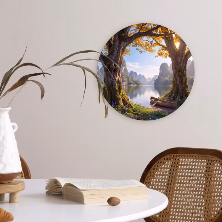 Wandcirkel - Glas - Natuur - Meer - Bergen — 4