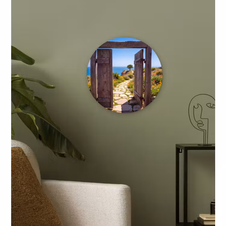 Wandcirkel - Glas - Poort - Pad - Zee — 3
