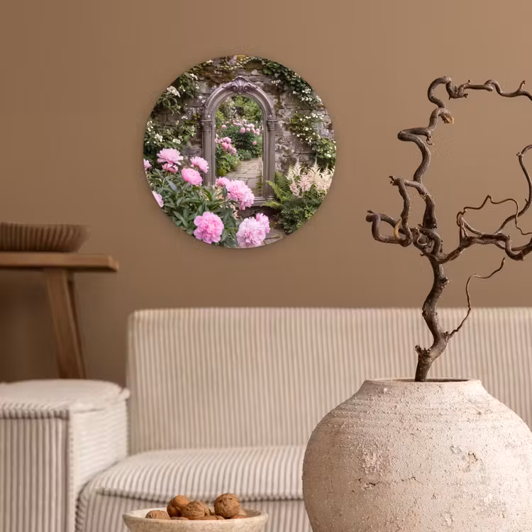 Wandcirkel - Glas - Spiegel - Tuin - Bloemen — 2