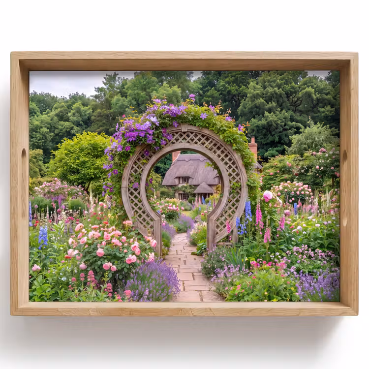 Dienblad - Tuin - Boog - Bloemen — 1