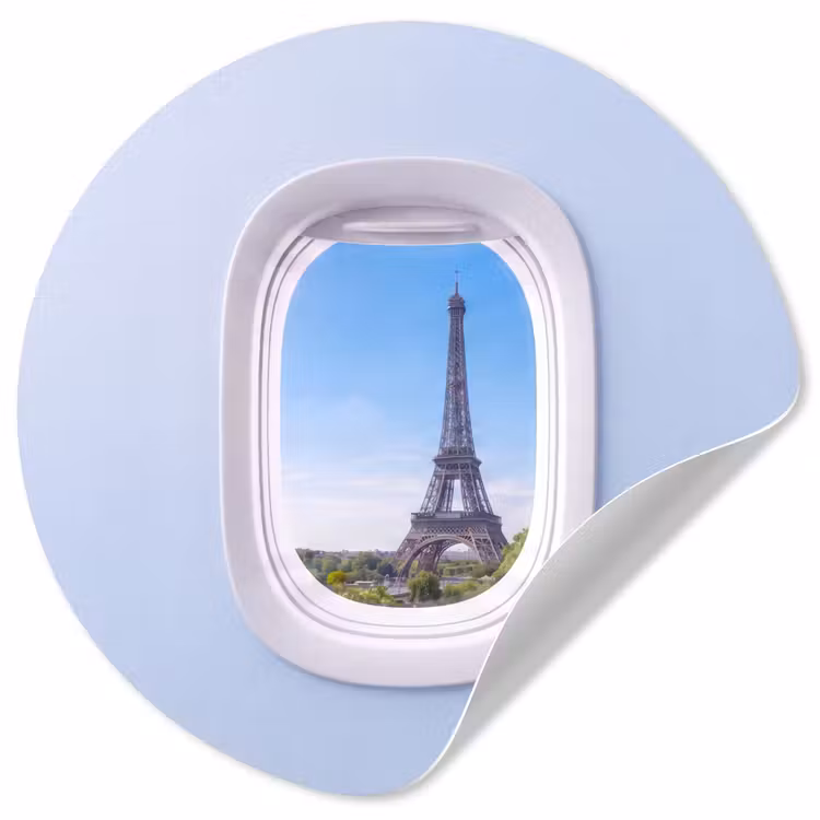 Behangcirkel - Eiffeltoren - Vliegtuigraam - Reizen — 1