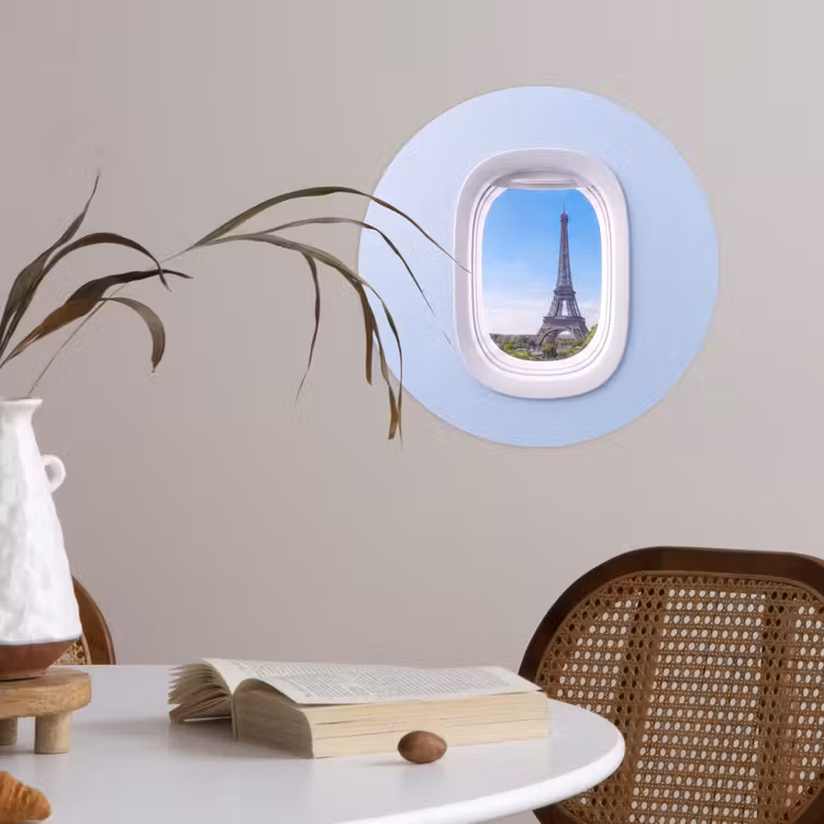 Behangcirkel - Eiffeltoren - Vliegtuigraam - Reizen — 4