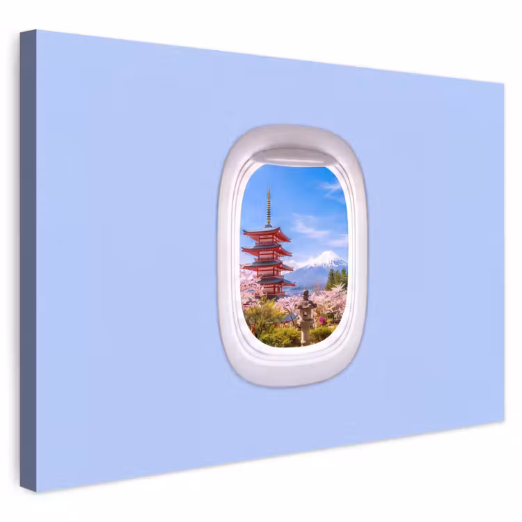 Buiten canvas - Pagode - Berg - Bloesems — 1