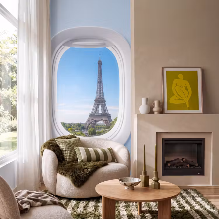 Behang - Eiffeltoren - Vliegtuigraam - Reizen — 1