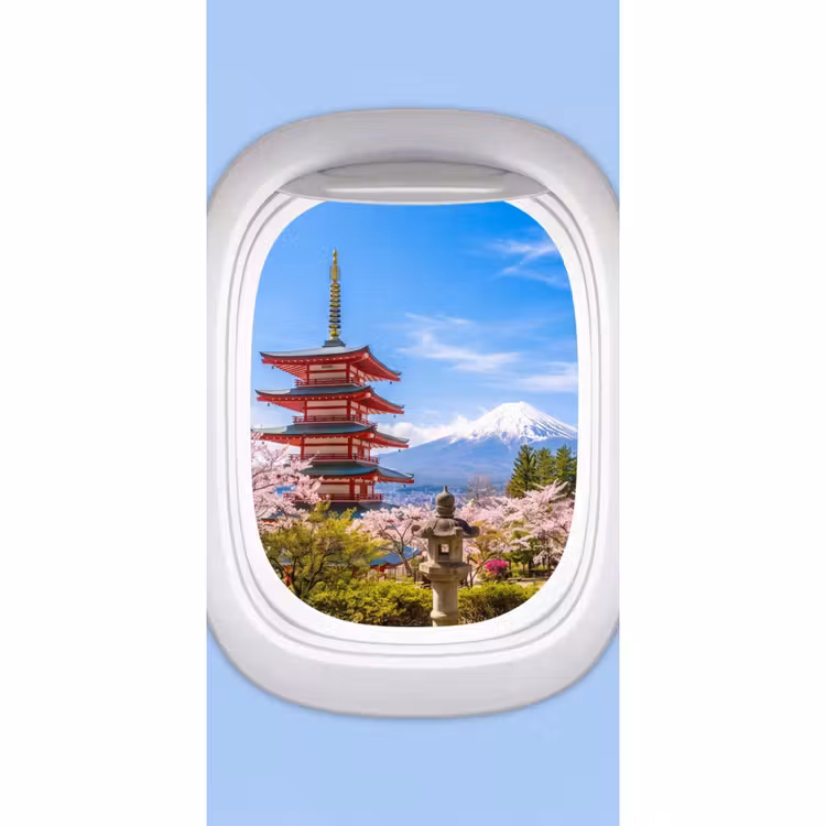 Behang - Pagode - Berg - Bloesems — 2