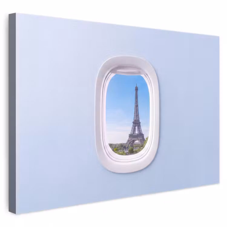 Canvas schilderij - Eiffeltoren - Vliegtuigraam - Reizen — 1