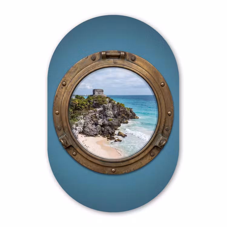 Muurovaal - Glas - Gebouw - Strand - Zee — 1