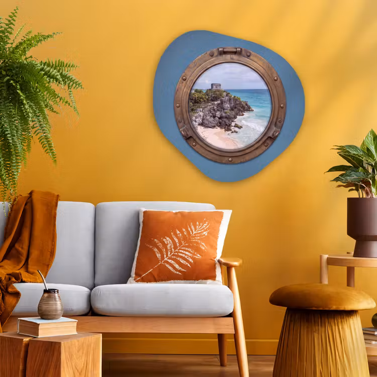 Organisch schilderij - Glas - Gebouw - Strand - Zee — 3