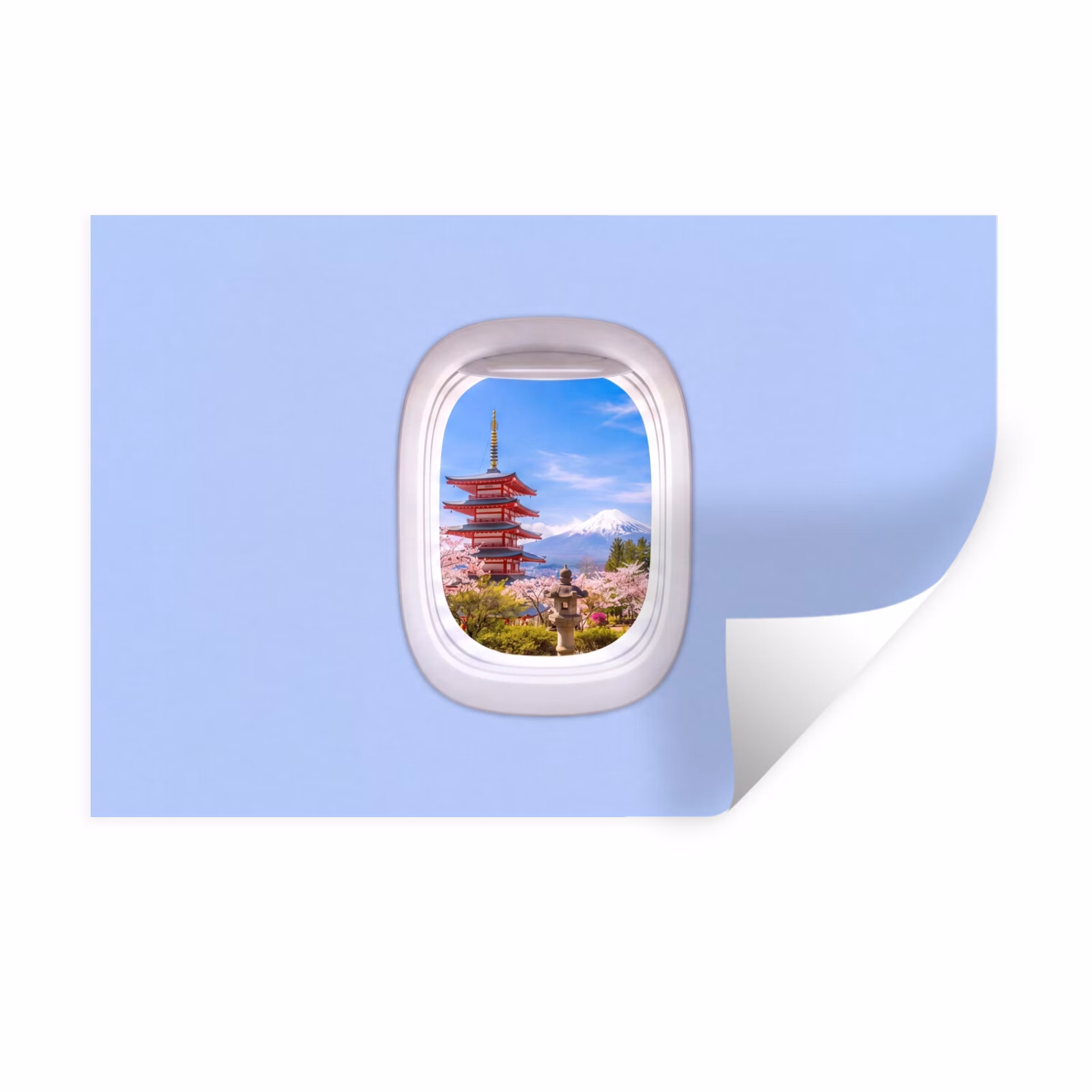 Muursticker - Pagode - Berg - Bloesems — 1