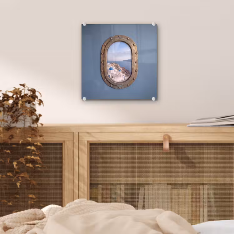 Glas schilderij - Patrijspoort - Zee - Dorp — 5