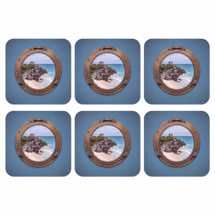 Onderzetter - Gebouw - Strand - Zee — 1