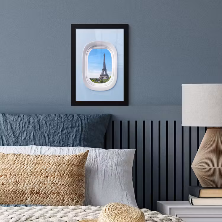 Poster met lijst - Eiffeltoren - Vliegtuigraam - Reizen — 3