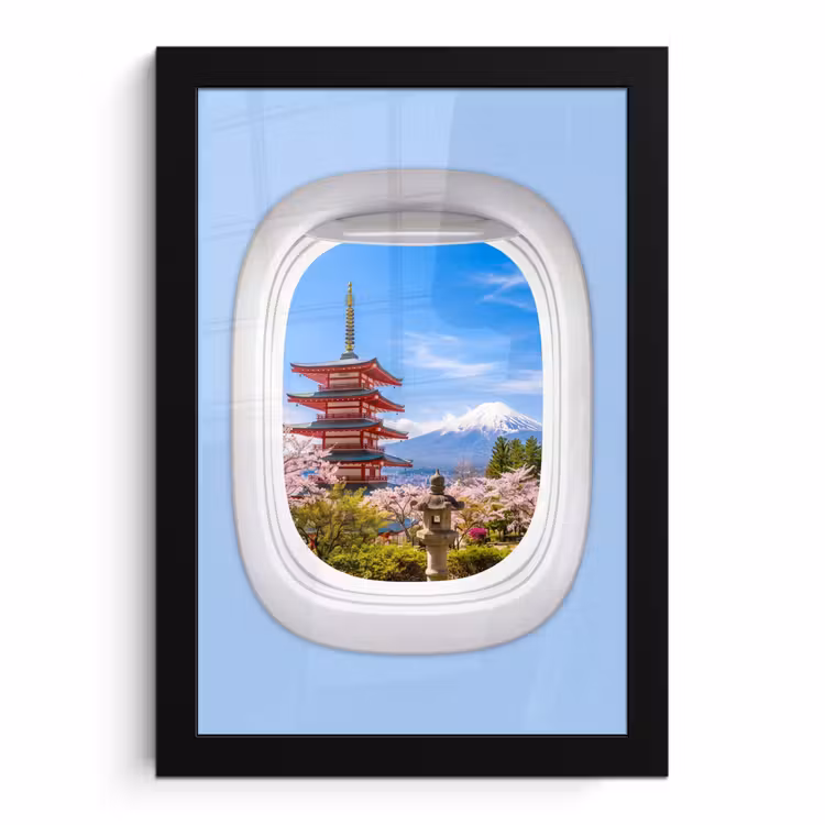 Poster met lijst - Pagode - Berg - Bloesems — 1