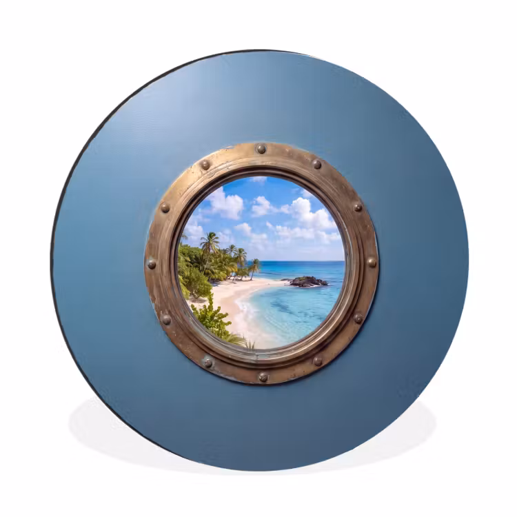 Wandcirkel - Aluminium - Patrijspoort - Strand - Zee — 1