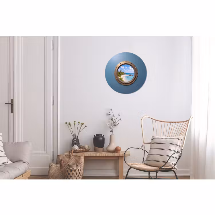 Wandcirkel - Aluminium - Patrijspoort - Strand - Zee — 2