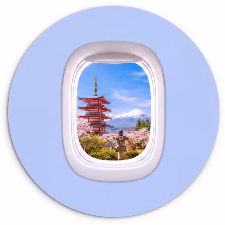 Wandcirkel - Glas - Pagode - Berg - Bloesems — 1