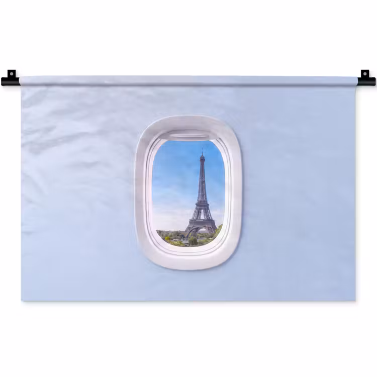 Wandkleed - Eiffeltoren - Vliegtuigraam - Reizen — 1