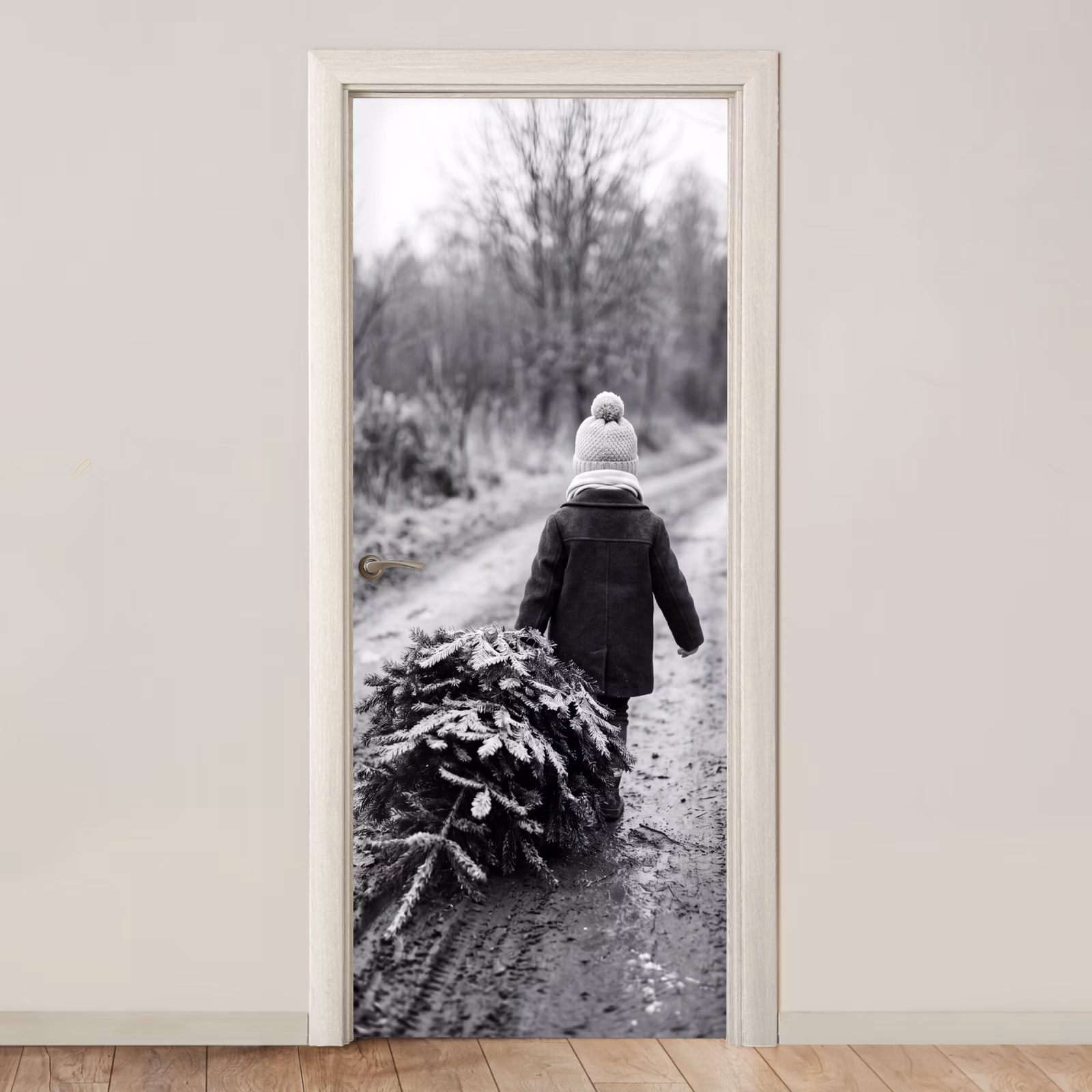 Deursticker - Kind - Boom - Winter — 1